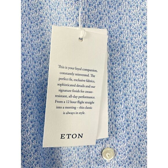 ETON Blue Button Down Print Shirt Size Medium NEW - Picture 5 of 9